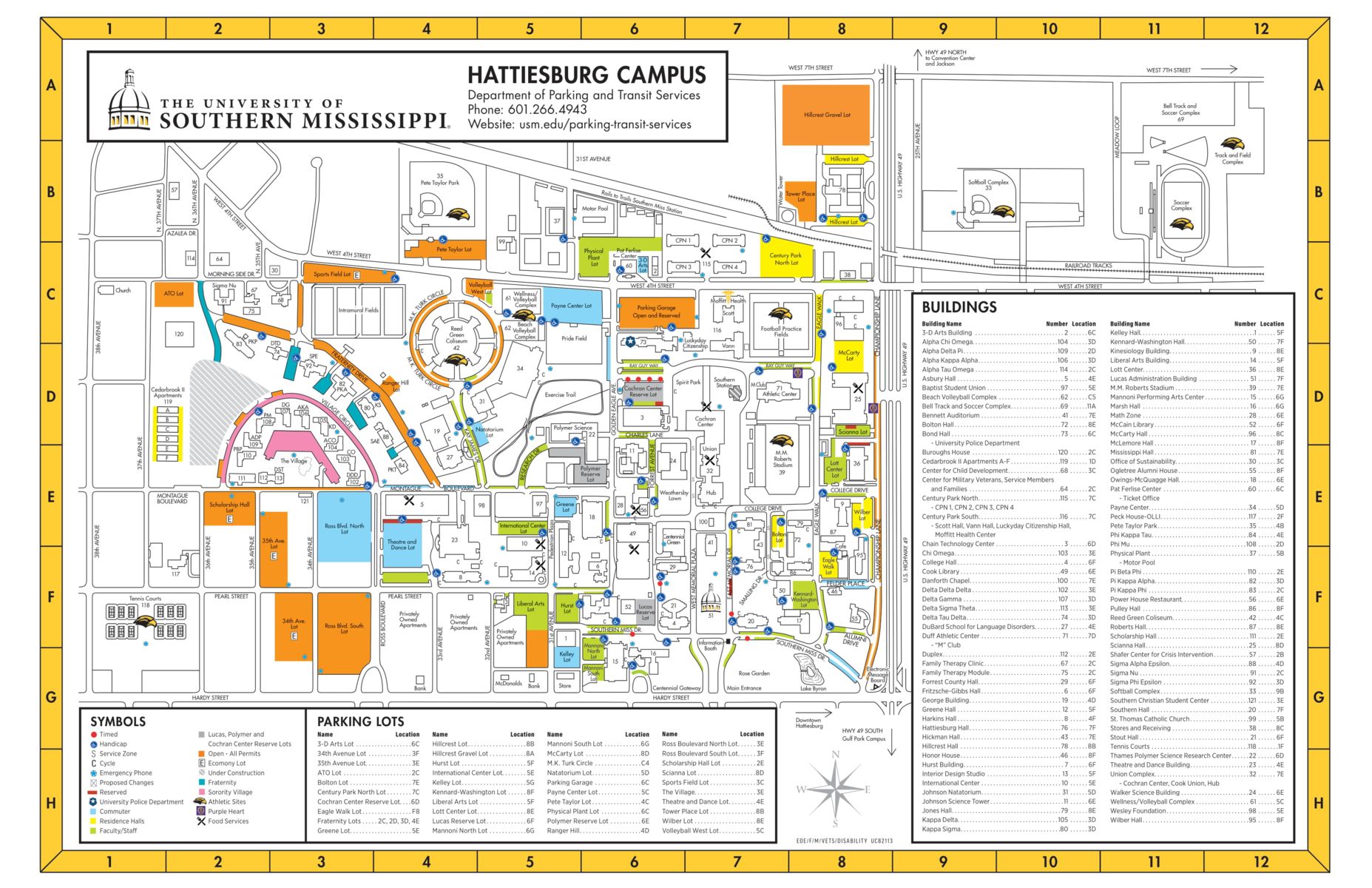 USM Campus Map Hattiesburg